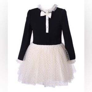 EUC. Size 9. Richie House Black and white dress with Tiered Swiss Dot Tulle